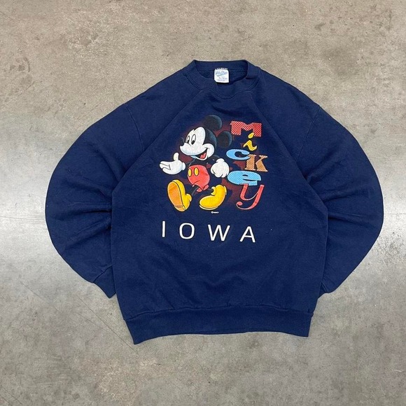 Disney Tops - Vintage Mickey Mouse Iowa Crewneck Sweatshirt Disney Made USA Size XL Youth